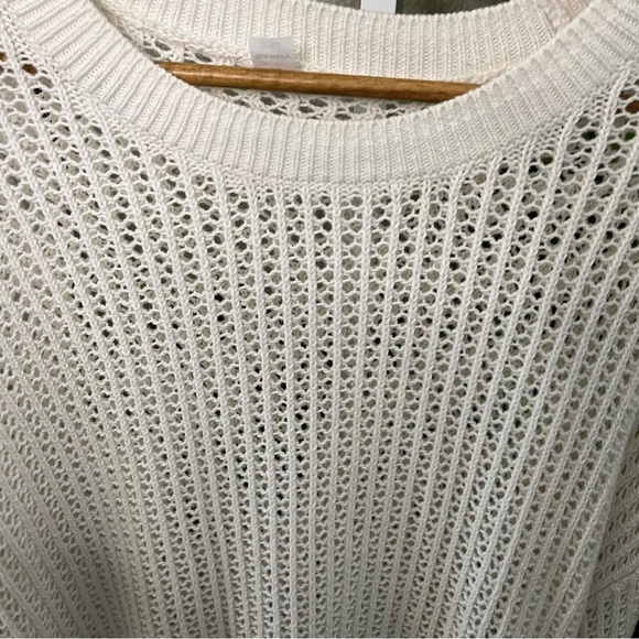 🤍 Old Navy White Open Knit Slouchy Sweater Plus Size 2X | 100% Cotton - Picture 6 of 7